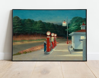Edward Hopper Gas Station Reproduction Poster, American Realism Art Print