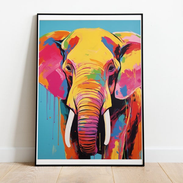 Art Andy Warhol, Éléphant Coloré, Poster Pop Art, Peinture D'éléphant, Poster Animal, Éléphant Rose, Peinture Colorée, Peinture Pop Art