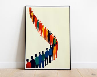 People Standing Line, Minimalist Illustration, Minimalistic Poster, People Silhouette Poster, Human Line Art, Minimalist Print