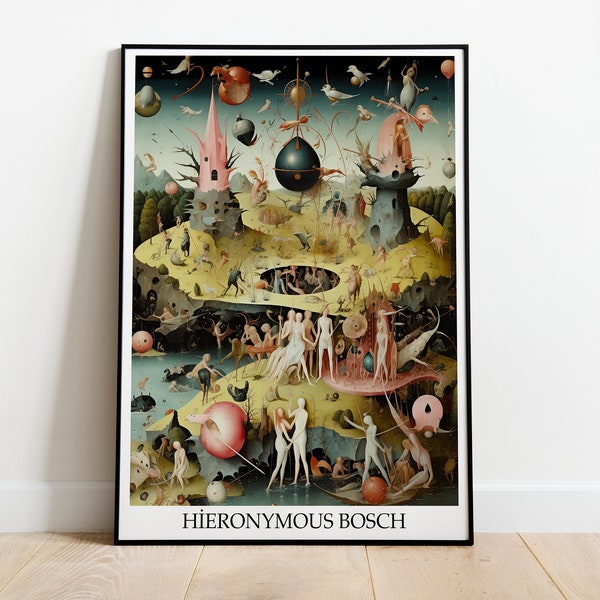 Hieronymus Bosch Reproduction Poster, Surreal Artwork, Bosch Art, Surreal Painting, Netherlandish Paint, Dutch Painter