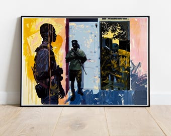 James Marshall Style Artwork, Oil Painting Poster, African American Poster, Figurative Art, Urban Culture Poster, Black figures