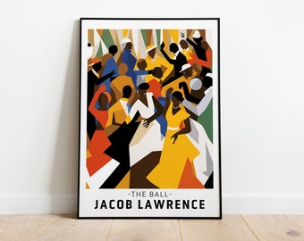 Jacob Lawrence Poster, African American Art, Afro Art, The Ball Art, Harlem Renaissance,  Exhibition Poster, Social Realism