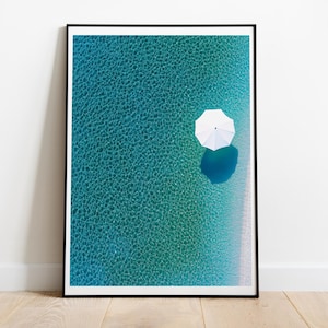 Póster estético minimalista de playa, póster de playa serena, decoración relajante para el hogar, decoración de pared costera, regalo de decoración de playa, playa minimalista