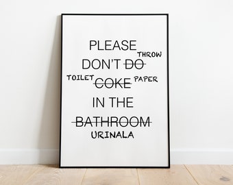Funny Bathroom Print, "Don't Do Coke" Wall Art (Unframed)