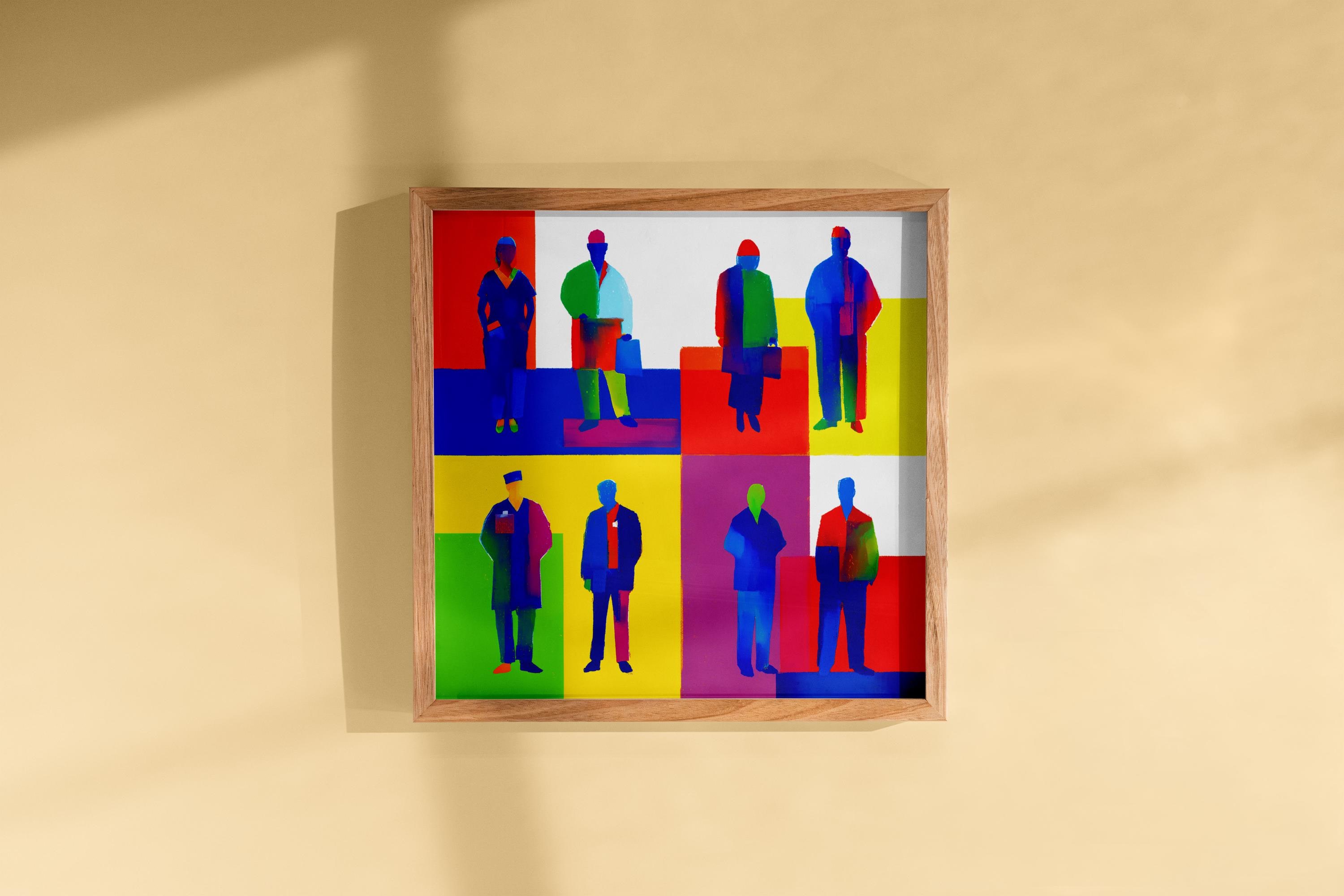 Color Block People Silhouette Art Print, Modern Pop Decor - Etsy