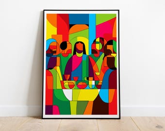 Abstract Last Supper Print: Cubist Christian Home Decor