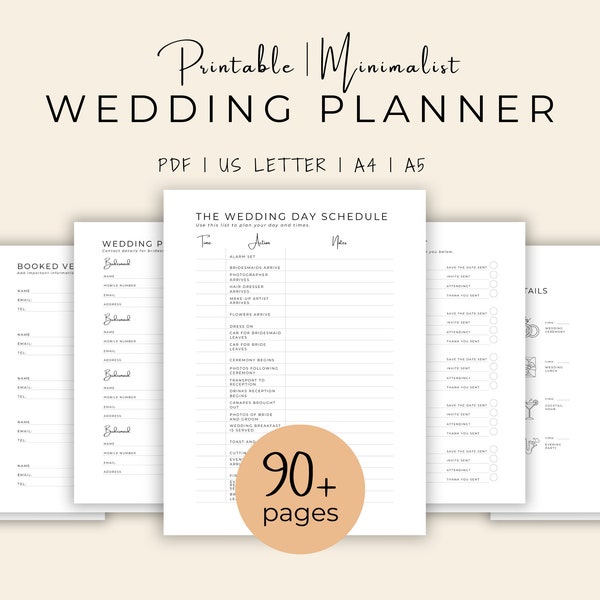 Wedding Planner Printable Wedding Planner Digital Wedding Planner Books Wedding Checklist Wedding Timeline Wedding Itinerary Template