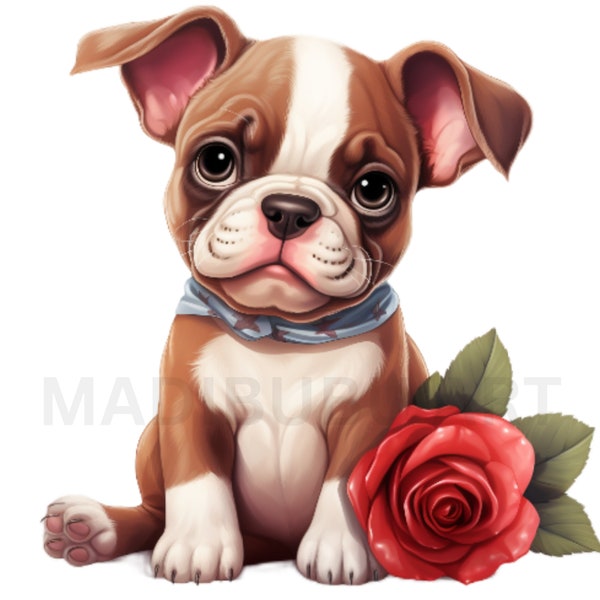 15PNG Hunde Clipart, Valentinstag PNG, Aquarell Welpe Clipart Bundle, süßer hund, Cardenherstellung,kommerzielle Nutzung, digitaler Download