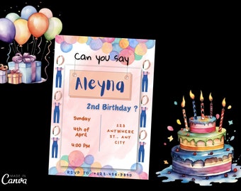 Editable Ms. Rachel Birthday Invitation, Kids Party, Canva Template (Digital Invite)