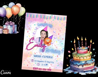 Ms. Rachel Birthday Invitation, Kids Party, Editable Template (Canva)