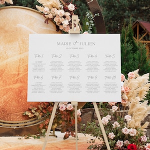 Plan de table pour mariage personnalisable avec CANVA, Pancarte nom mariage personnalisée moderne et minimaliste