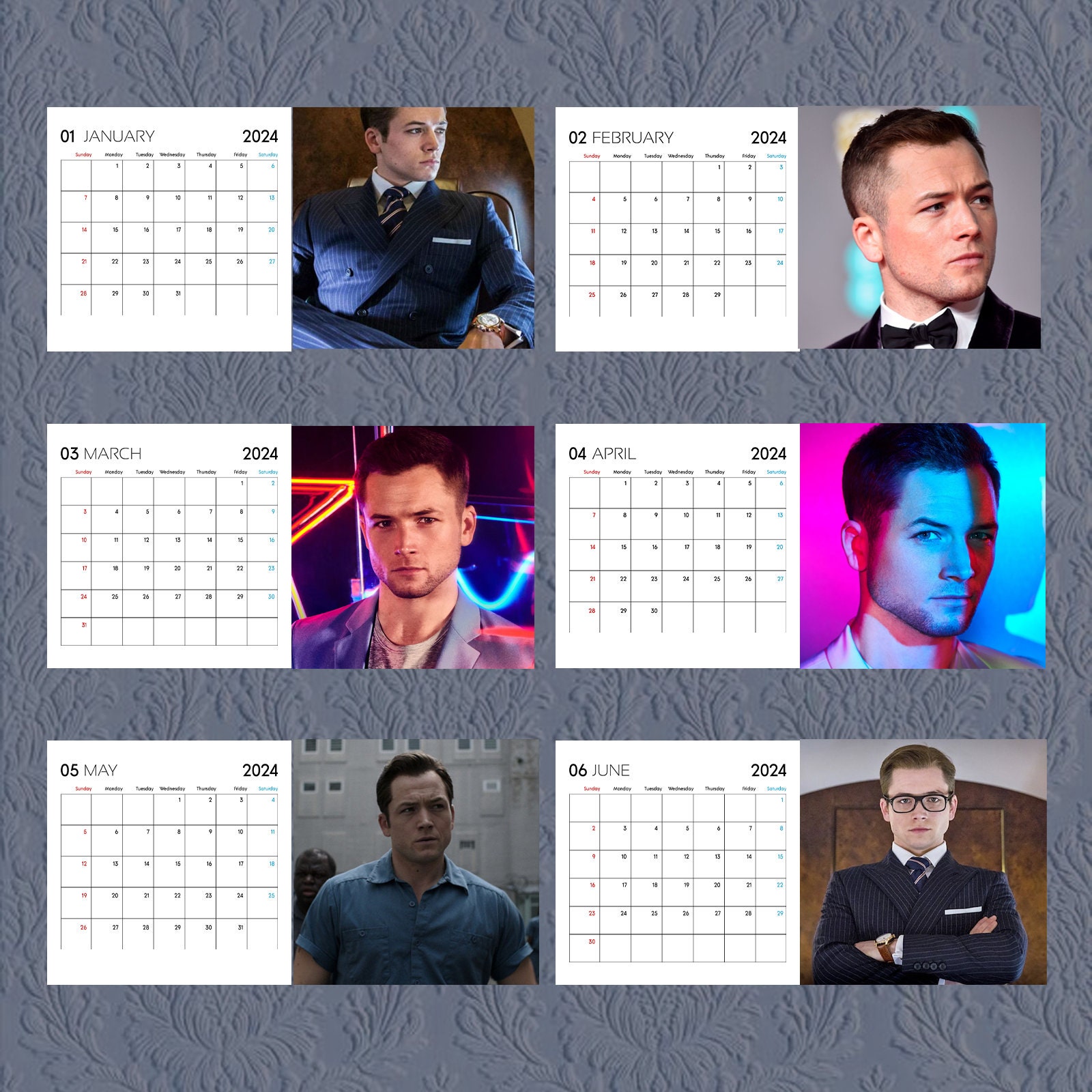 Taron Egerton Calendar 2024, Celebrity Calendar, Taron Egerton 2024
