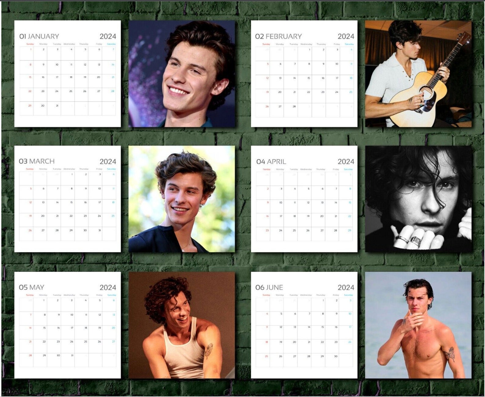 Shawn Mendes Calendar 2024, Celebrity Calendar, Shawn Mendes 2024 Wall