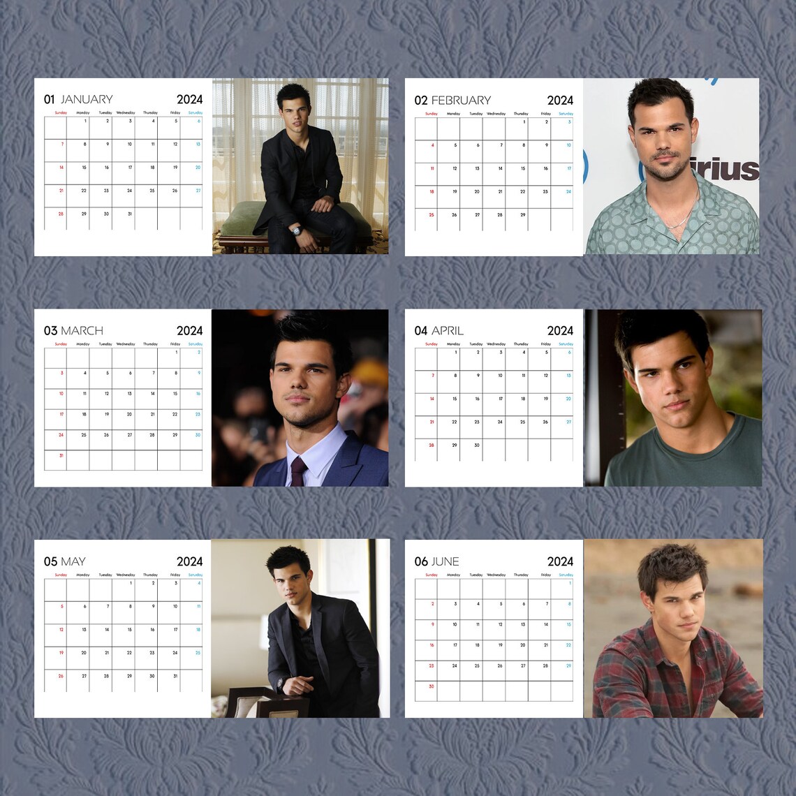 Taylor Lautner Calendar 2024, Celebrity Calendar, Taylor Lautner 2024
