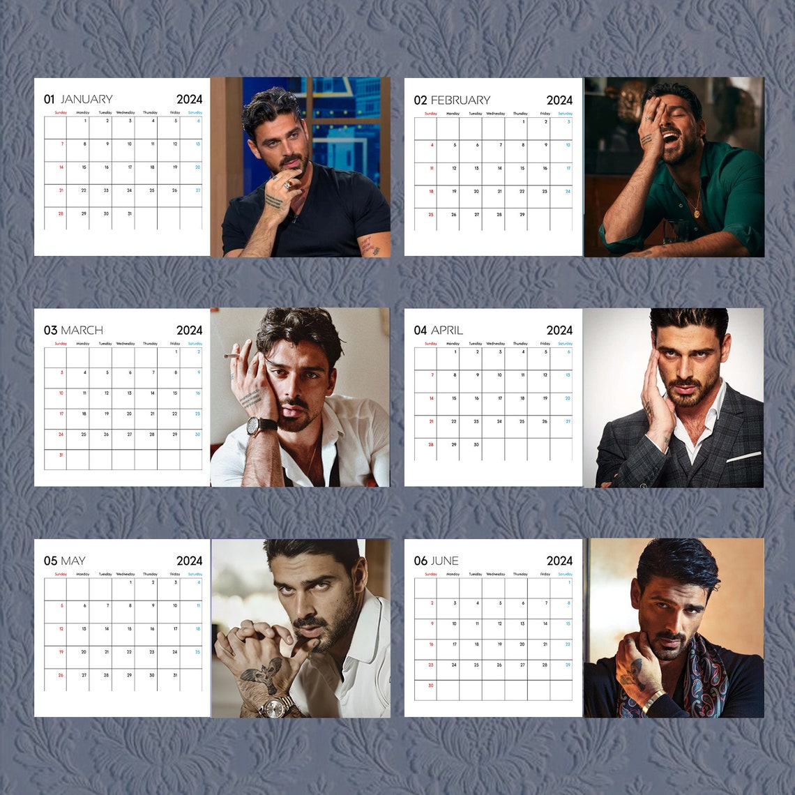 Michele Morrone Calendar 2024 Celebrity Calendar Michele Etsy Canada