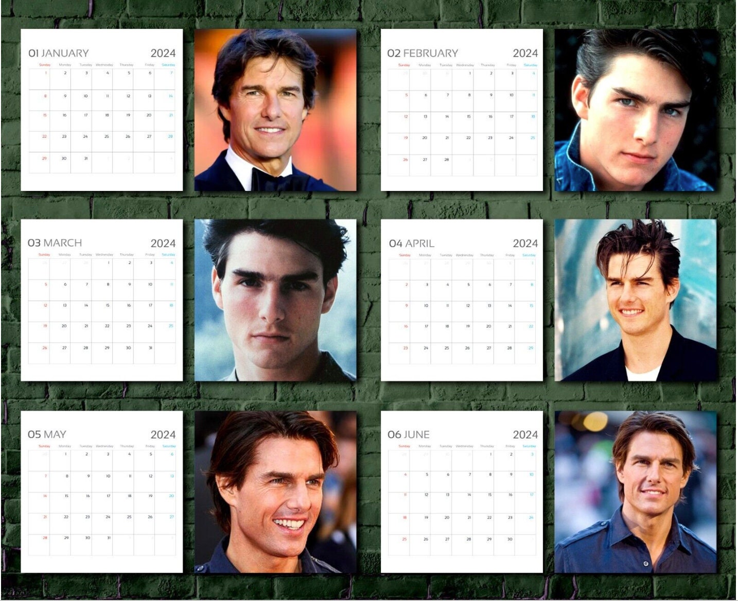 Tom Cruise Calendar 2024, Celebrity Calendar, Tom Cruise 2024 sold by