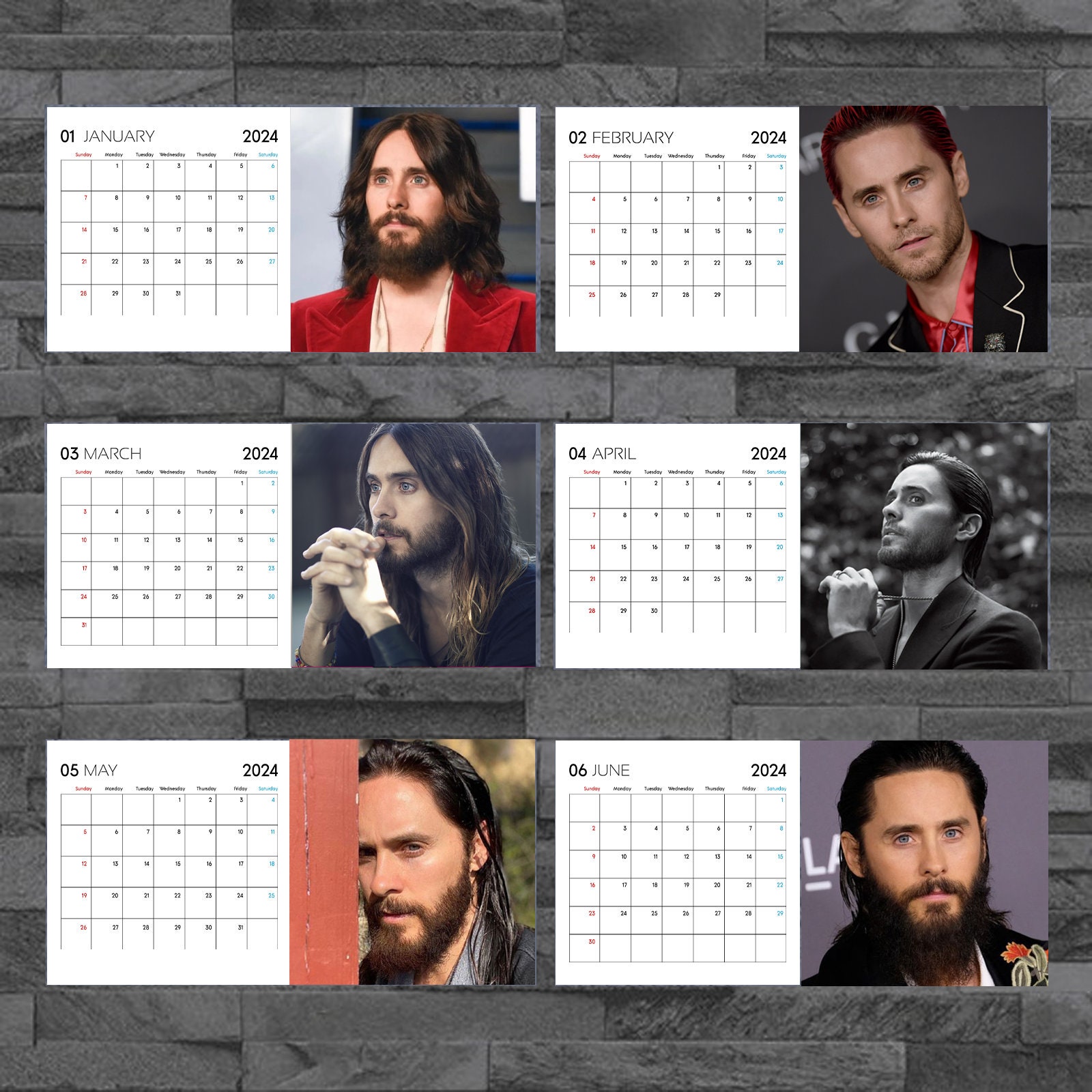 Jared Leto 2024 Calendar, Celebrity Calendar, Jared Leto 2024 Wall