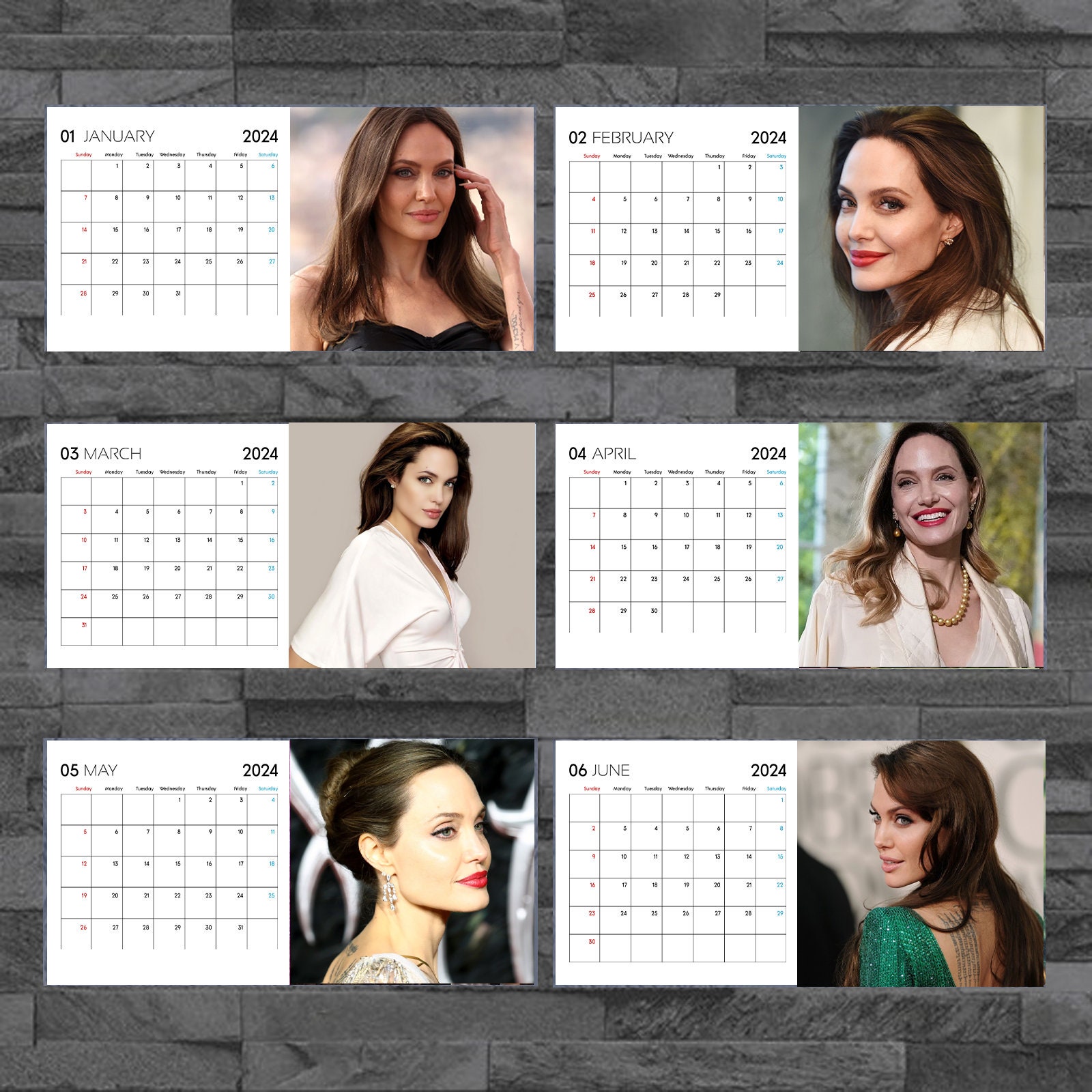 Angelina Jolie 2024 Calendar, Celebrity Calendar, Angelina Jolie 2024