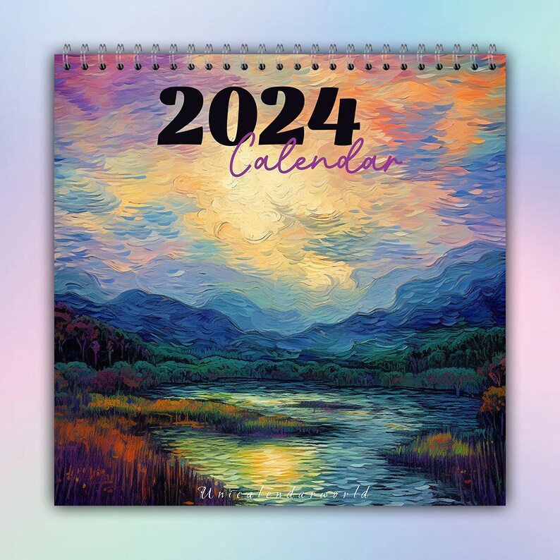 Colorful Scene Paintings Calendar 2024 Abstract Colorful Wall Calendar