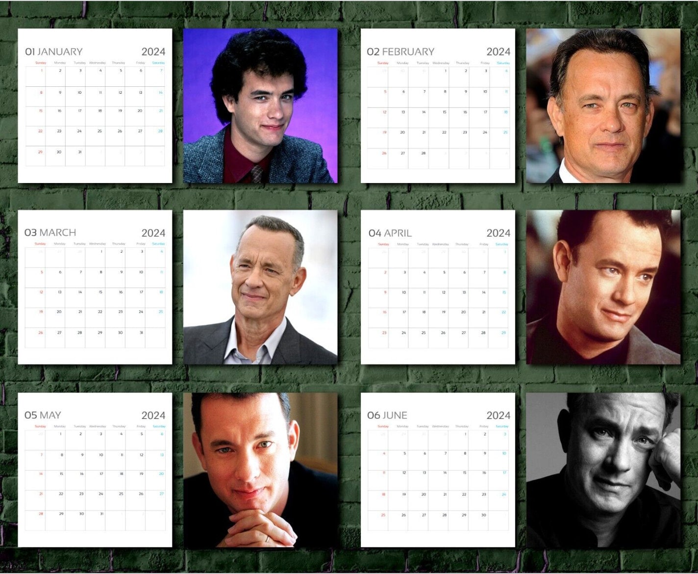 Tom Hanks Calendar 2024, Celebrity Calendar, Tom Hanks 2024 sold by