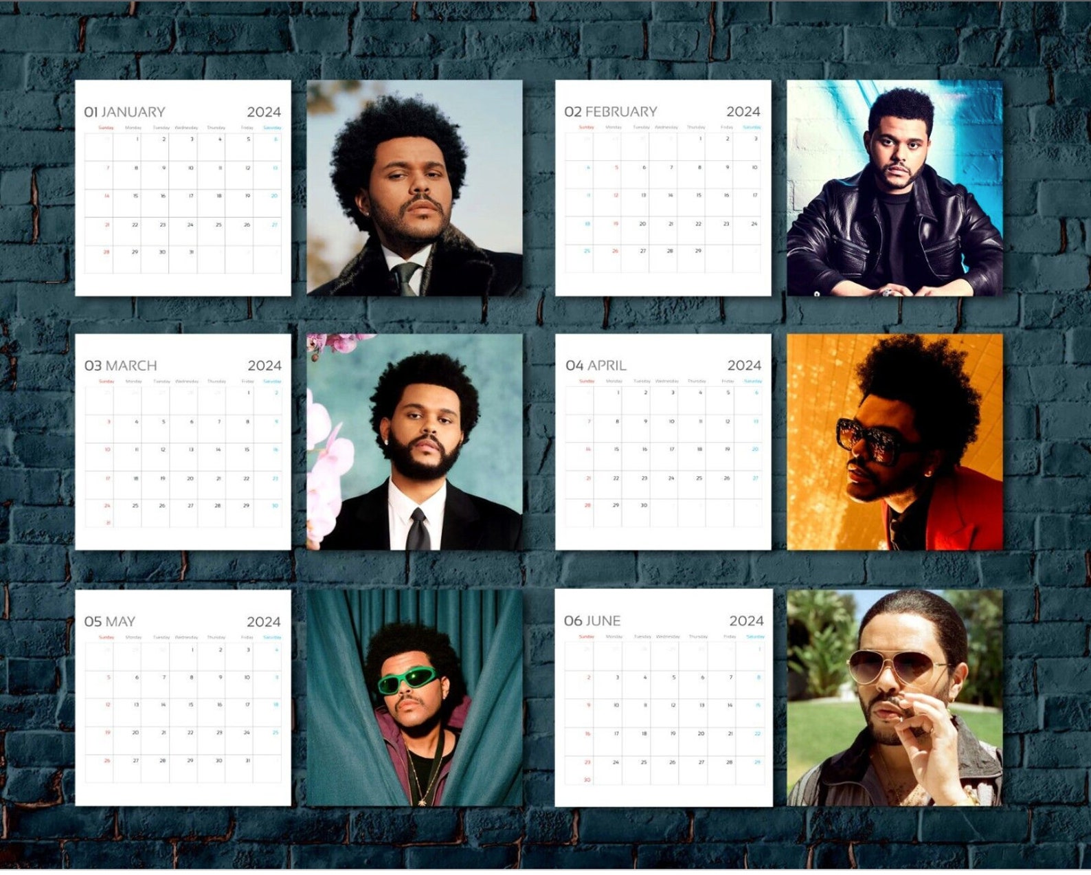 The Weeknd Calendar 2024, Celebrity Calendar, the Weeknd 2024 Wall