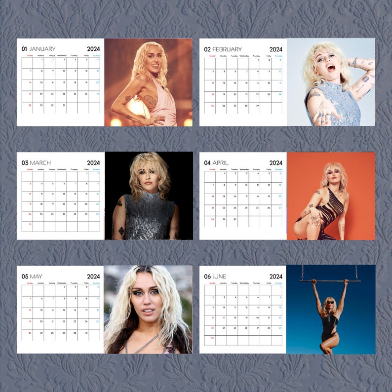 Miley Cyrus Calendar 2024, Celebrity Calendar, Miley Cyrus 2024 Wall