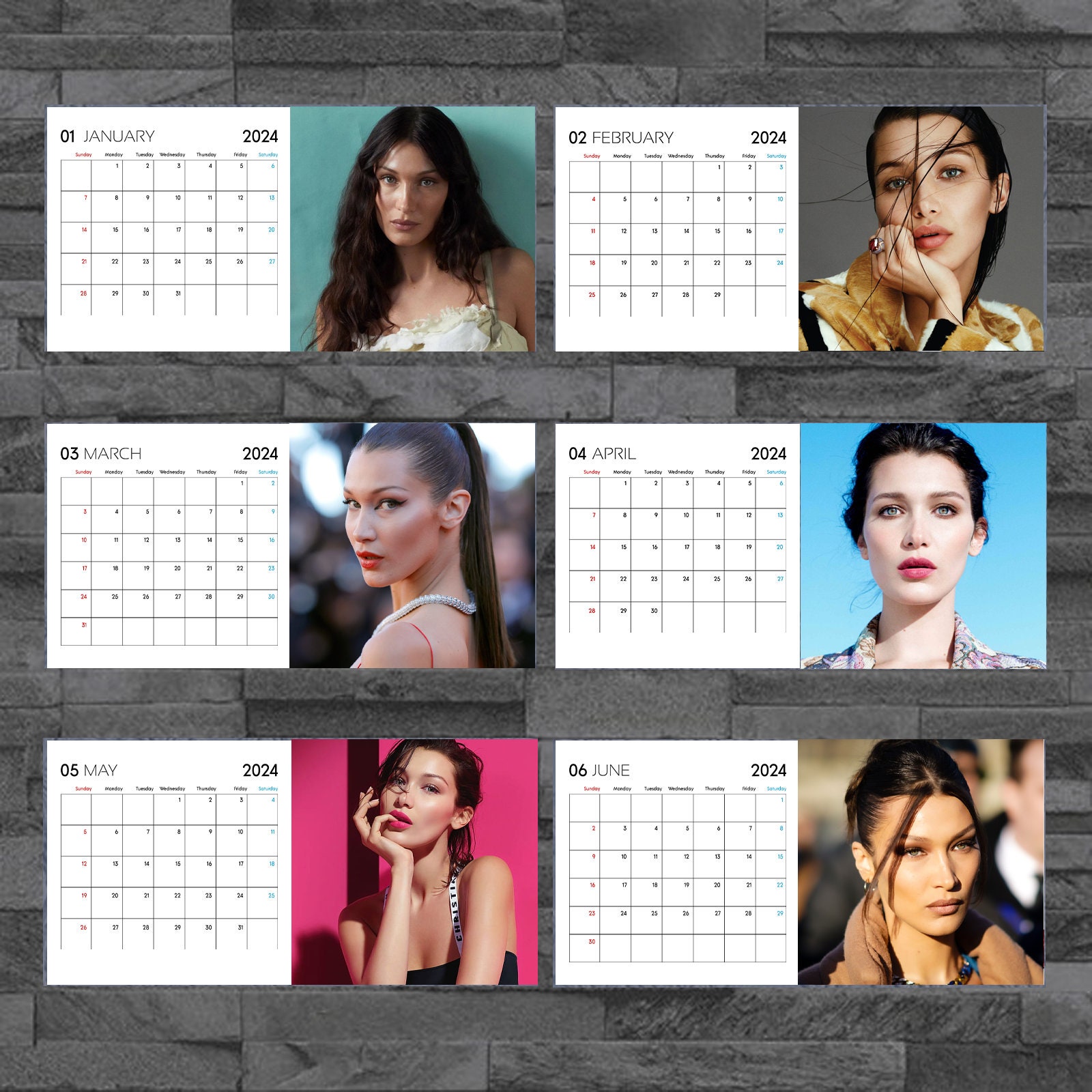 Bella Hadid 2025 Calendar, Celebrity Calendar, Bella Hadid 2025 Wall
