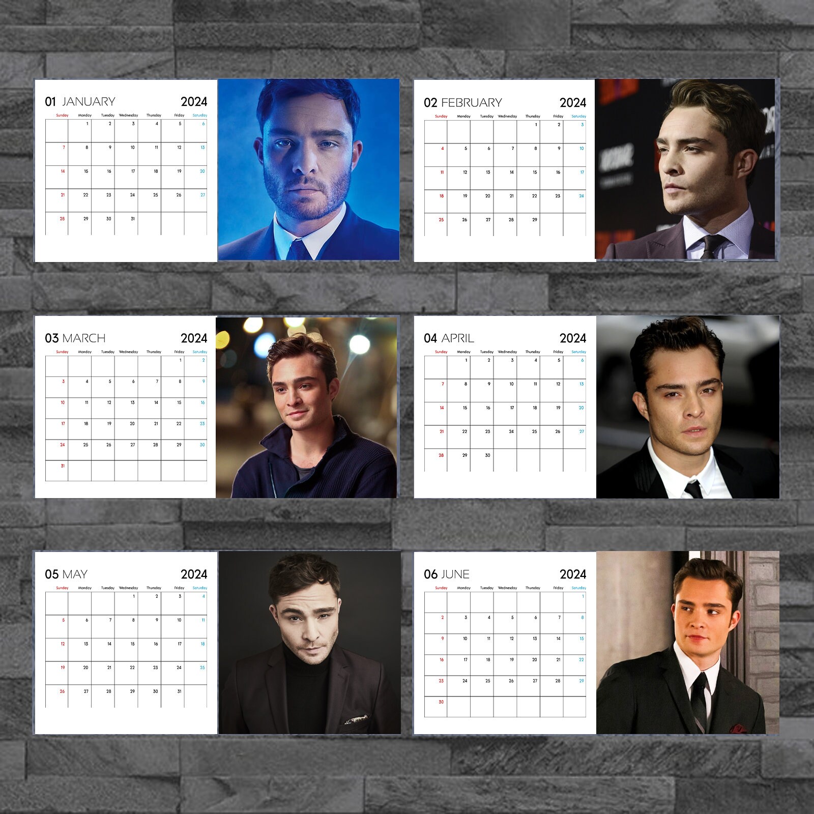 Ed Westwick Calendar 2024, Celebrity Calendar, Ed Westwick 2024 sold by