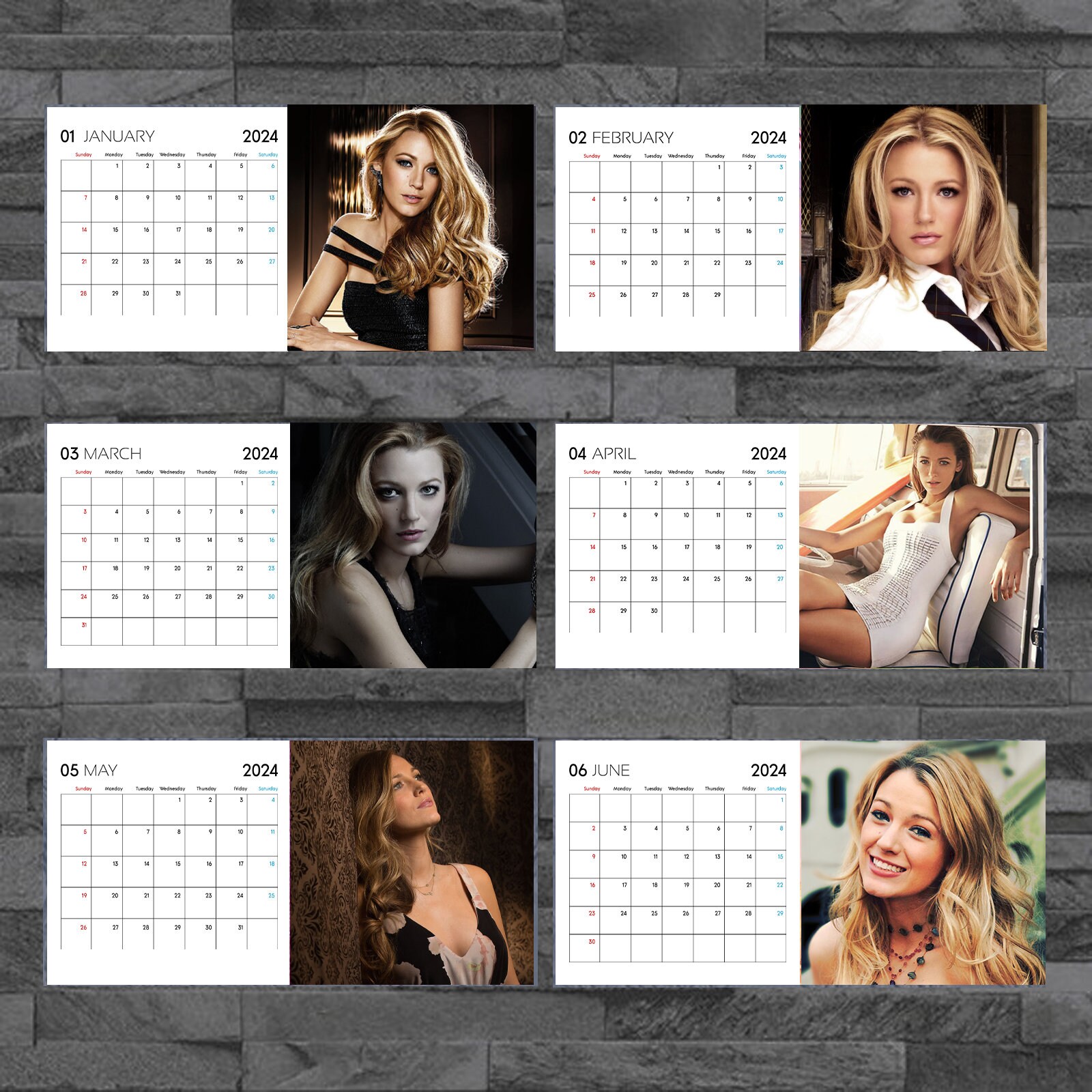 Blake Lively 2024 Calendar, Celebrity Calendar, Blake Lively 2024 Wall
