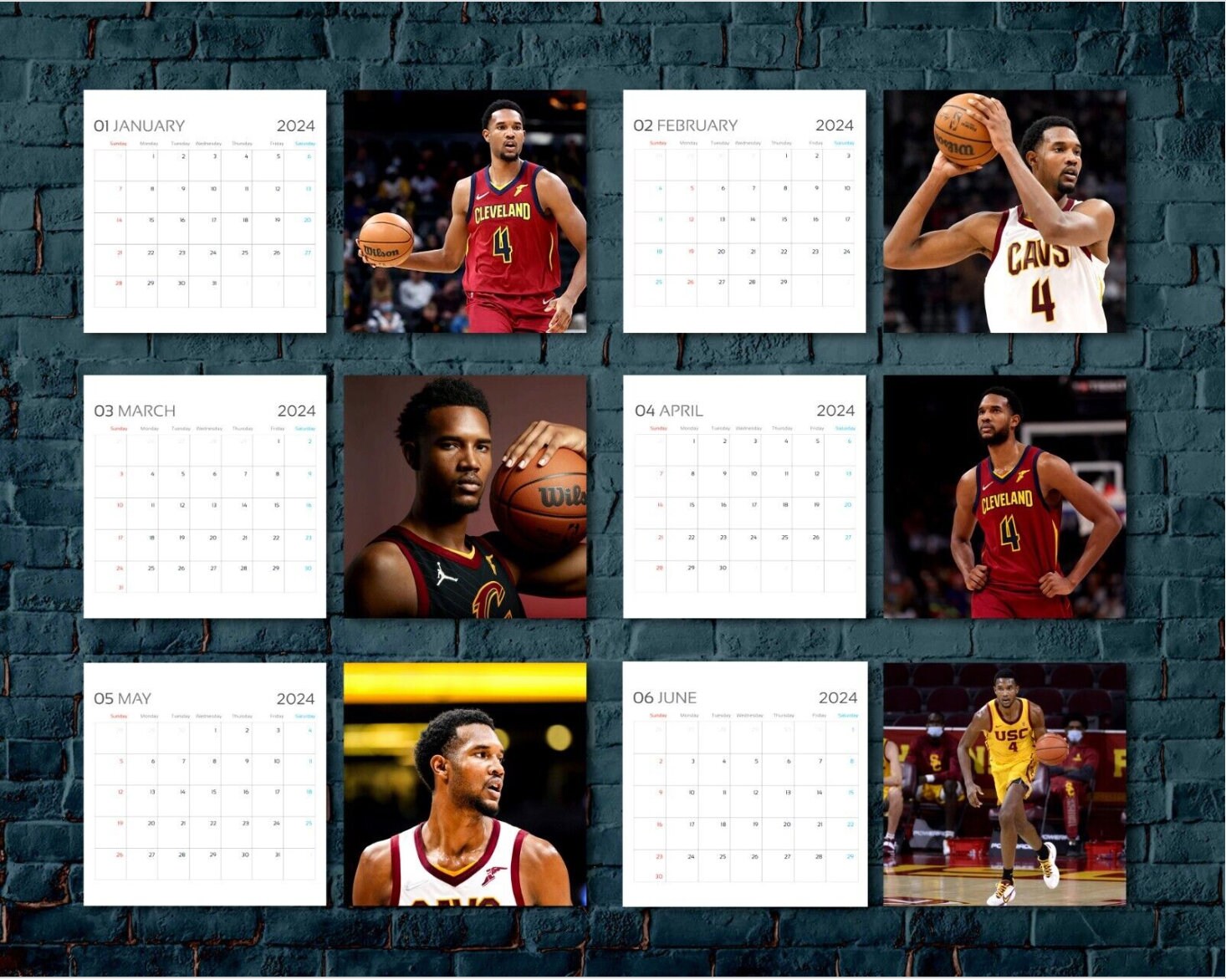 Evan Mobley Calendar 2025, Celebrity Calendar, Evan Mobley 2025 Wall