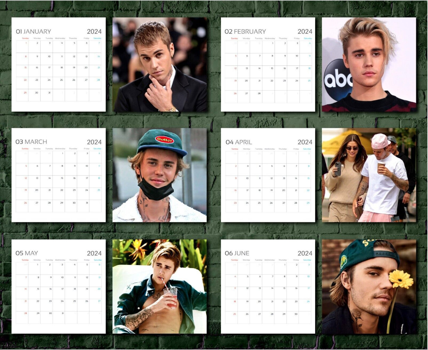 Justin Bieber Calendar 2025, Celebrity Calendar, Justin Bieber 2025