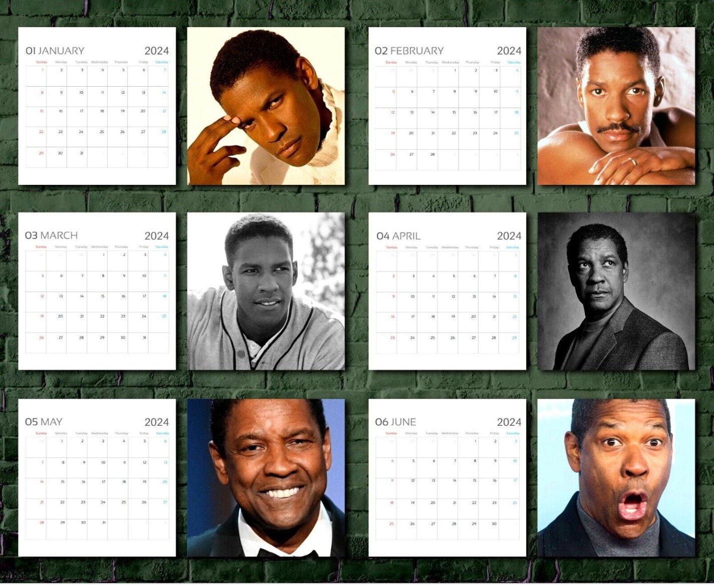 Denzel Washington Calendar 2024, Celebrity Calendar, Denzel Washington