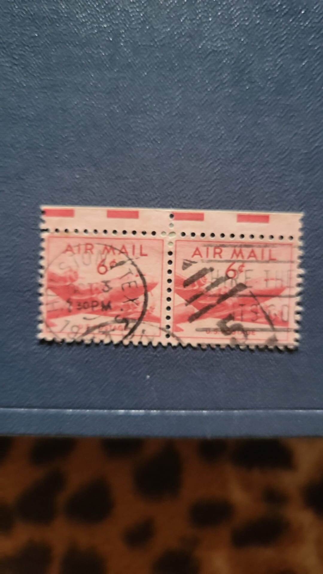 RARE 1940's RED AIR-MAIL STAMP 6 CENTS U.S. POSTAGE AVIATION