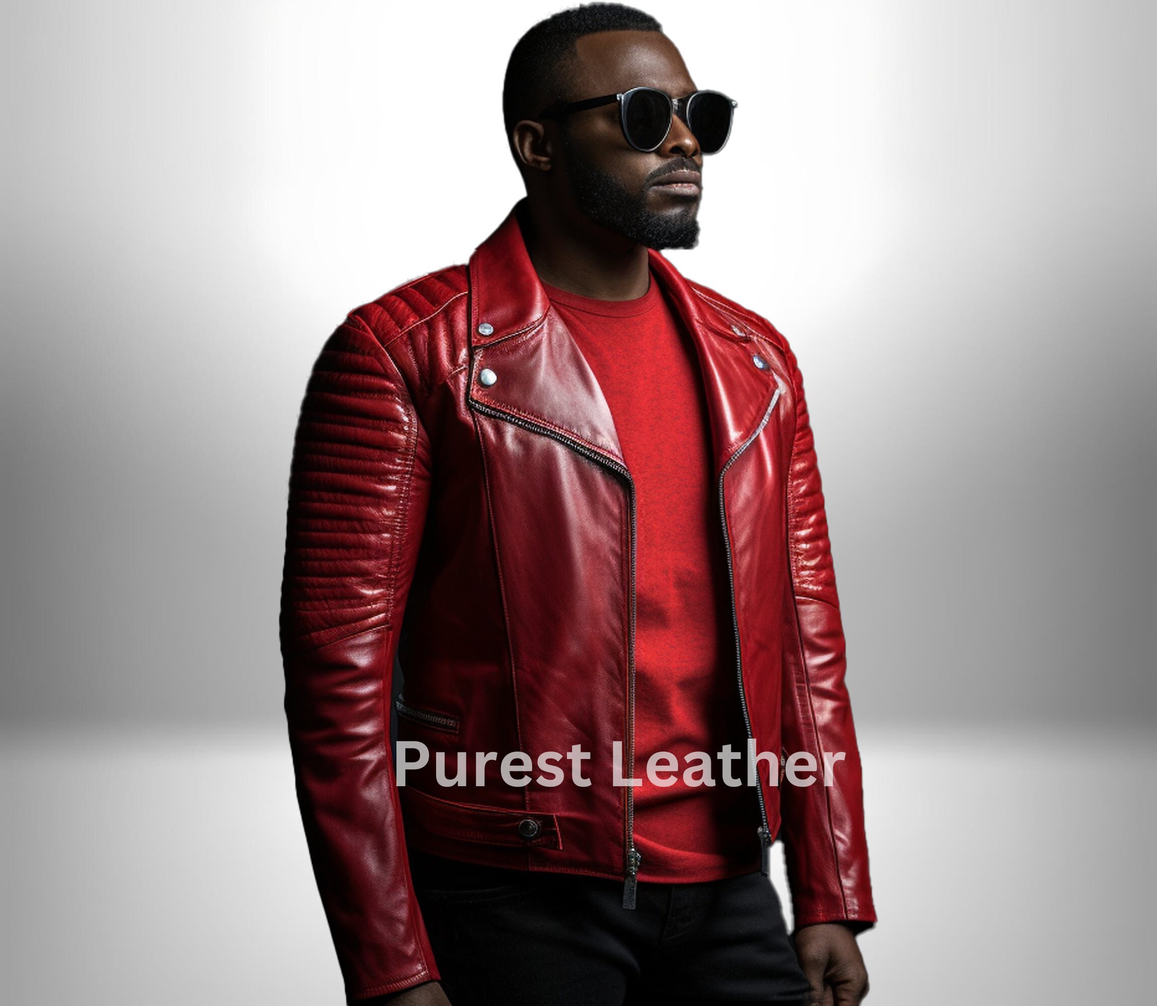 Blouson en cuir rouge veritable pour homme Blouson en cuir personnalise pour homme Blouson motard en cuir veritable pour homme Etsy Canada