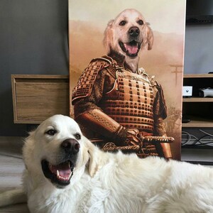 Custom Samurai Pet Portrait: Renaissance Royal Pet Painting