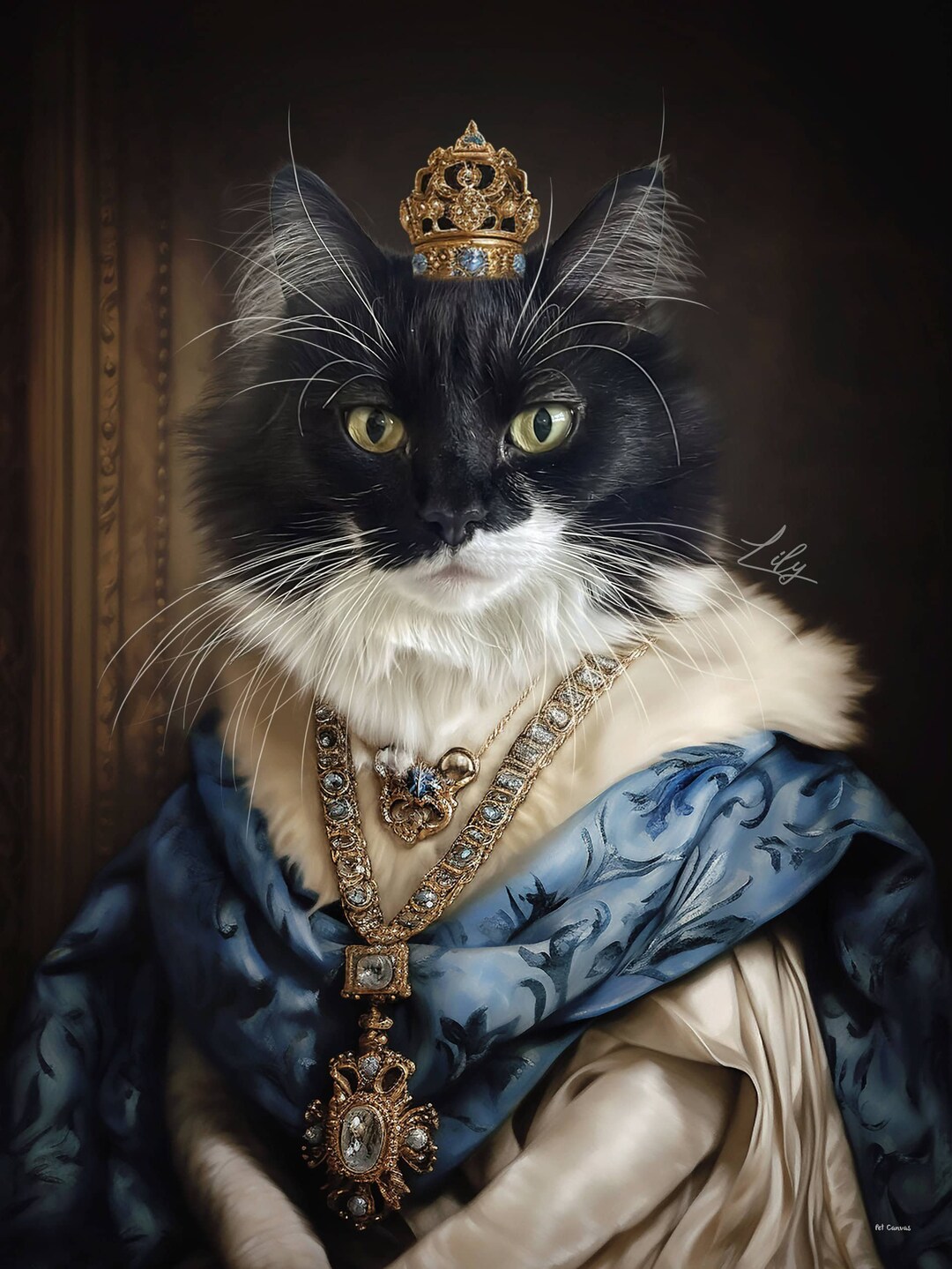 Custom Renaissance Pet Portrait: Regal Queen Cat Painting (digital or ...