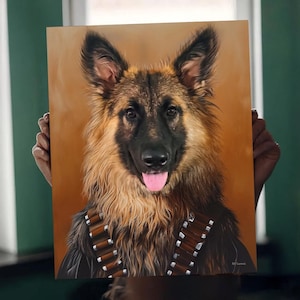 Custom Chewbacca Pet Portrait, Star Wars Pet Painting, Pet Lovers Gift, Chewbacca Portrait, Pet Portrait gift, Animal Painting, Jedi Pet