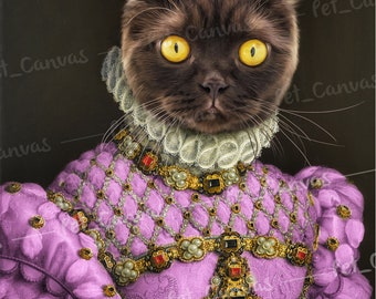 Custom Royal Pet Portrait: Renaissance Cat or Dog Painting