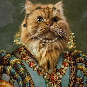 Custom Royal Pet Portrait: Renaissance Cat or Dog Painting