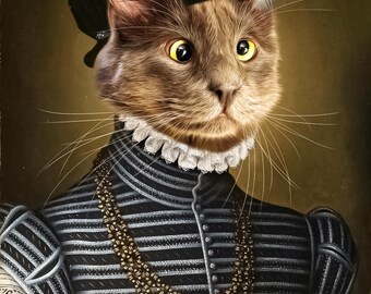 Custom Royal Pet Portrait: Renaissance Animal Painting