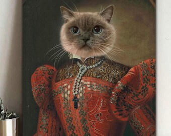 Custom Royal Pet Portrait: Renaissance Cat or Dog Painting