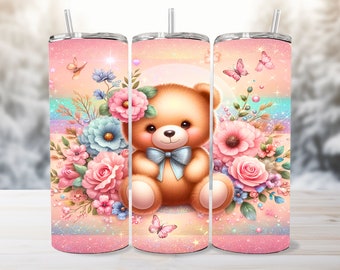 Teddy Bear Tumbler Wrap, 20oz Skinny tumbler, Teddy Bear Sublimation, Teddy Bear Tumbler Png, Teddy Bear Png, Teddy Bear Tumbler Design