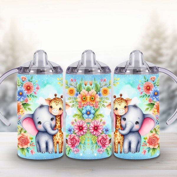 12oz Kids Tumbler Wrap, 12oz Sippy Cup Tumbler Wrap, Giraffe Tumbler Wrap, 12oz Kids Tumbler Wrap, Kids Tumbler Sublimation, Elephant Png