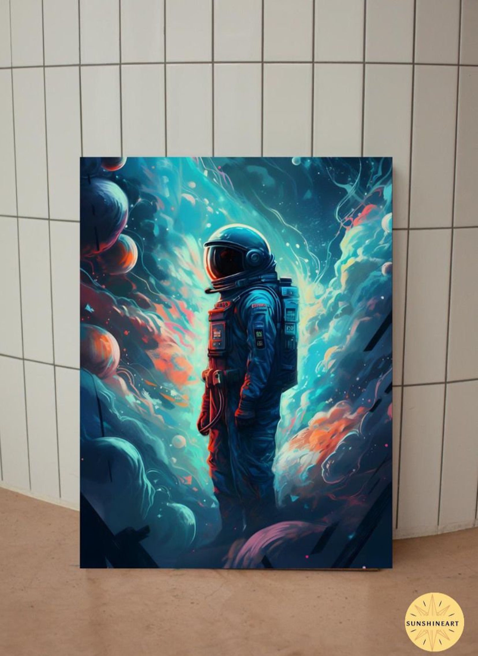 Astronaut Canvas Painting Space Theme Home Decor Astronaut Etsy