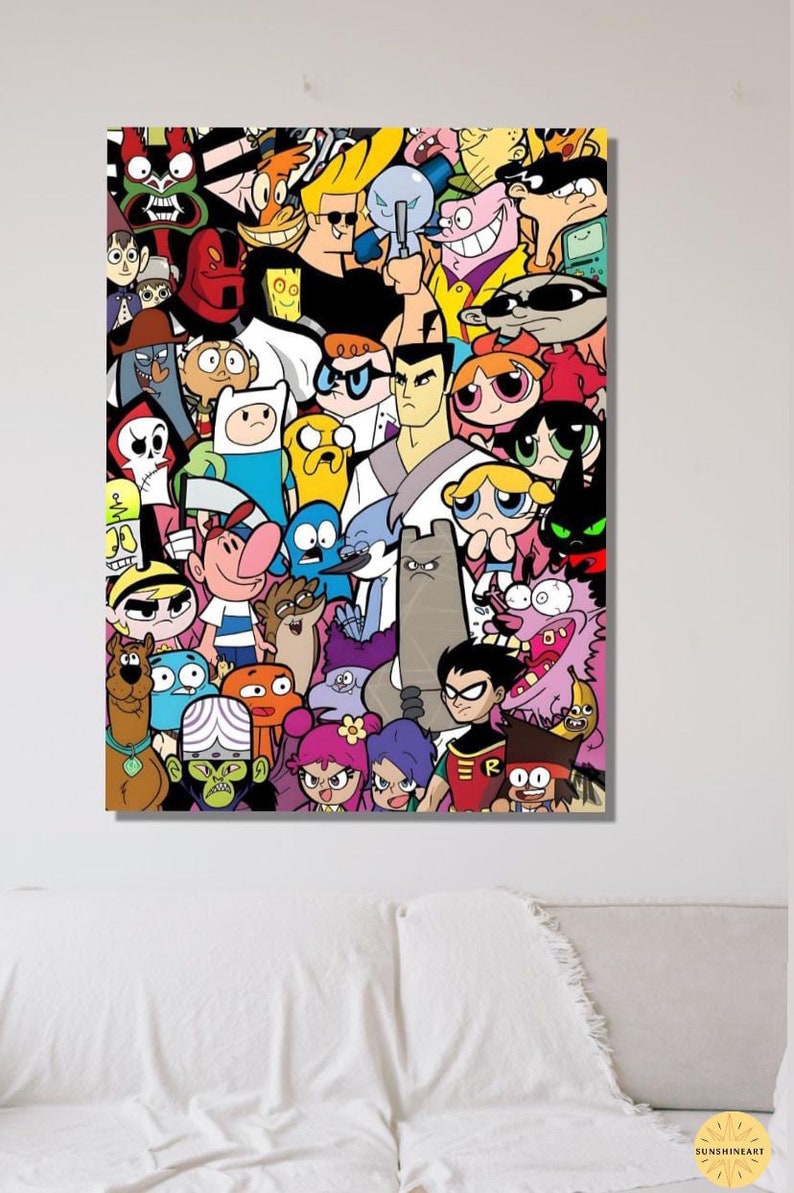 Cartoon Characters Canvas Painting for Kids Room Decoration Cartoon