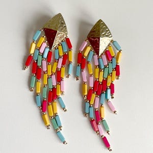 Mehrfarbige Statement Ohrringe, bunte Ohrstecker