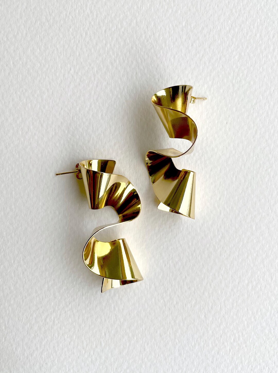 Golden Swirl Statement Earrings main image 1