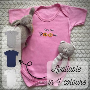 Here For Boobies Embroidered Baby Vest, Halloween Bodysuit, Pumpkin, Autumn, Newborn, Baby Shower gift, Photoshoot Outfit, Cute, Funny Baby