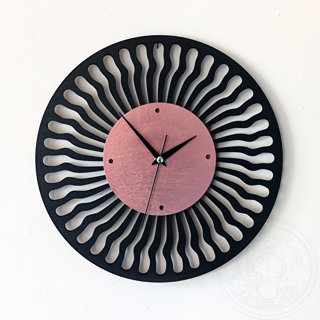 Copper Wall Clock Wooden Wall Clock Copper & Black Large Etsy