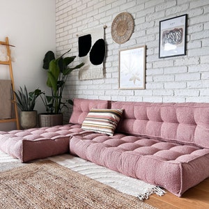 Modular Sofa in BOUCLE Fabric Set of Floor Cushions Etsy